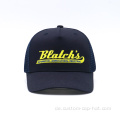 Gelbe Stickerei Logo Marine Blue Mesh Trucker Hut